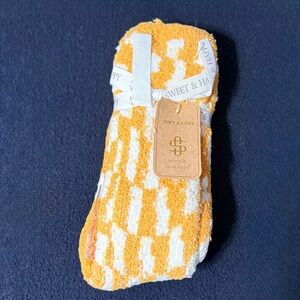 Simply Southern Orange and White Fuzzy Socks